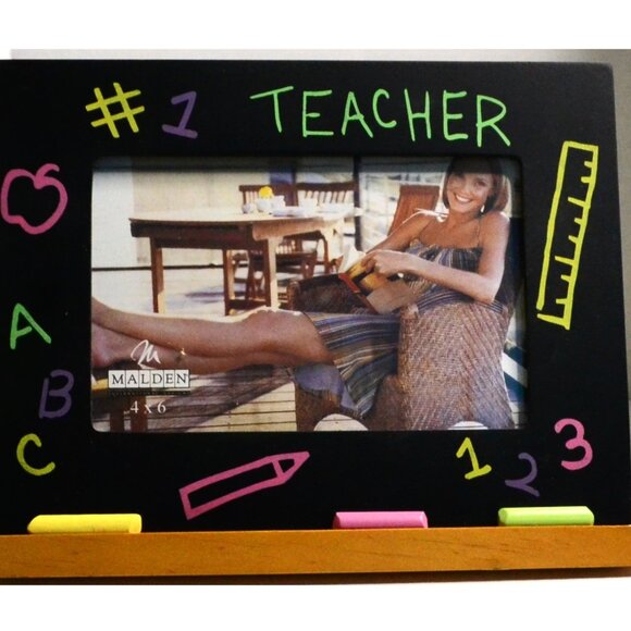 Gift For Teacher 4 x 6 Wood Frame Black Board Design Malden International Boxed - Picture 2 of 4